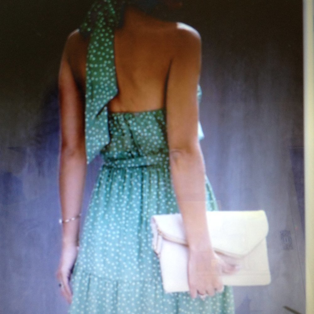 Pretty Garden Halter neck,Swing A-line dress; Med; Polka dot print